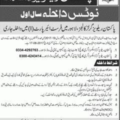 Pakistan Railways Axis Colleges Lahore Inter Admission 2022