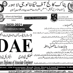 Pitac College of Technology Lahore DAE Admission 2022, Form