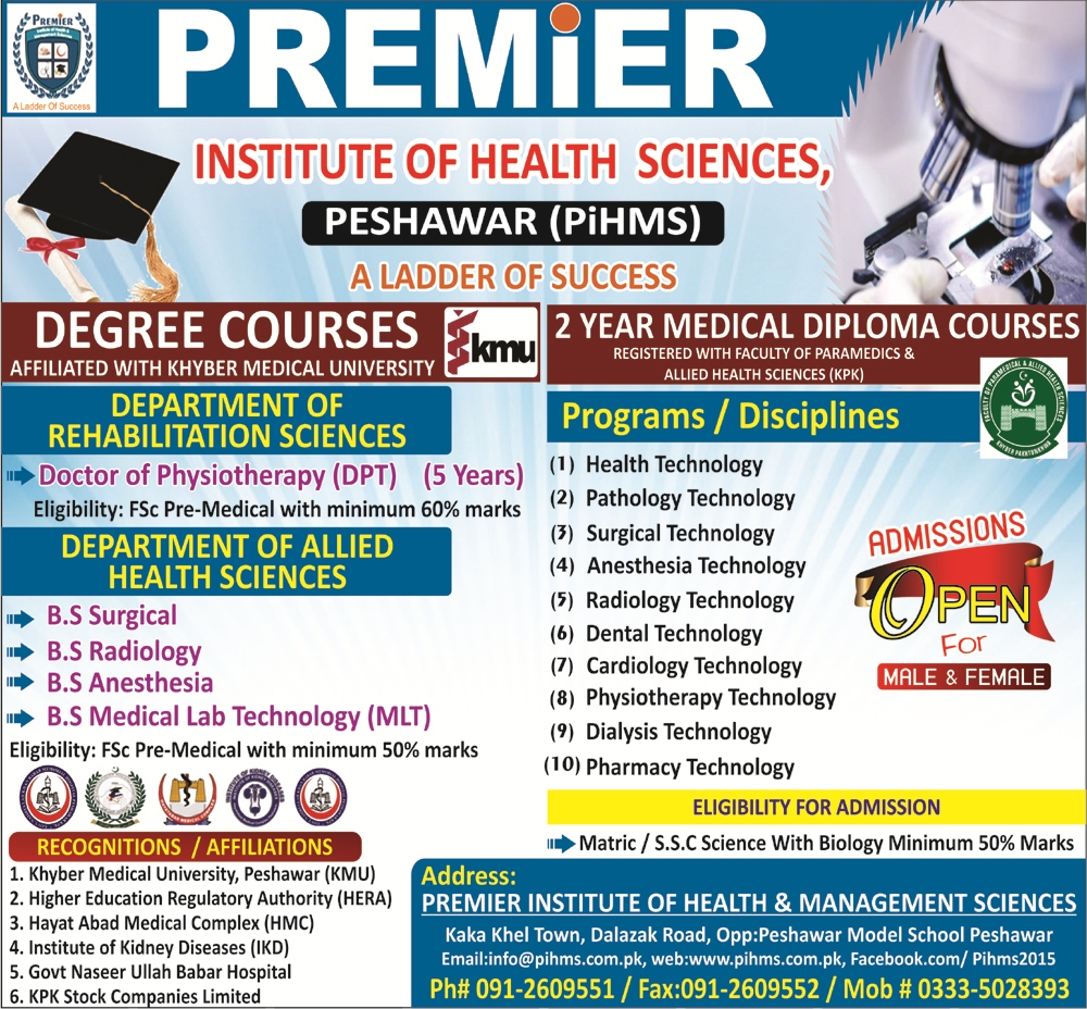 Premier Institute of Health Sciences Peshawar Admission 2023