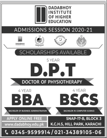 Dadabhoy Institute of Higher Education Admission 2021, Scholarships