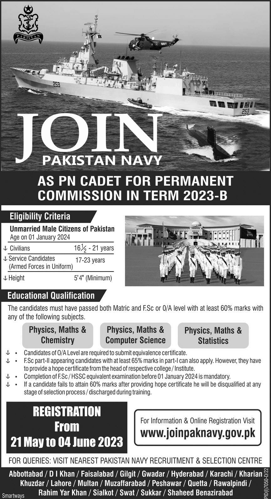 Join Pakistan Navy As PN Cadet For Permanent Commission in Term 2023-B 